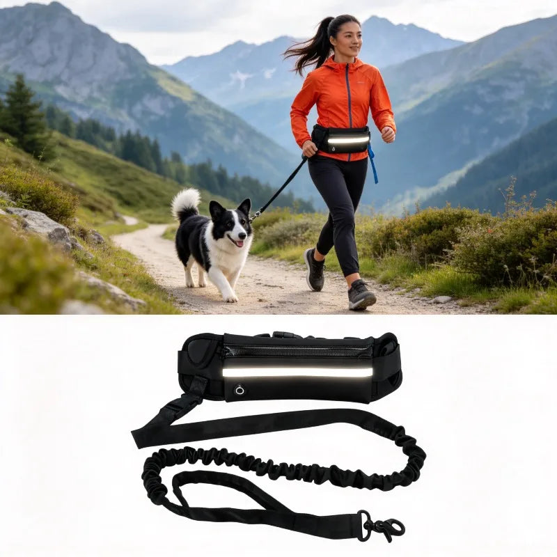 Retractable Elastic Dog Leash Pet Supplies Waist Bag with Reflective Leash Pet Leash Hands-Free Dog Leash for Running Walking Oasis Select