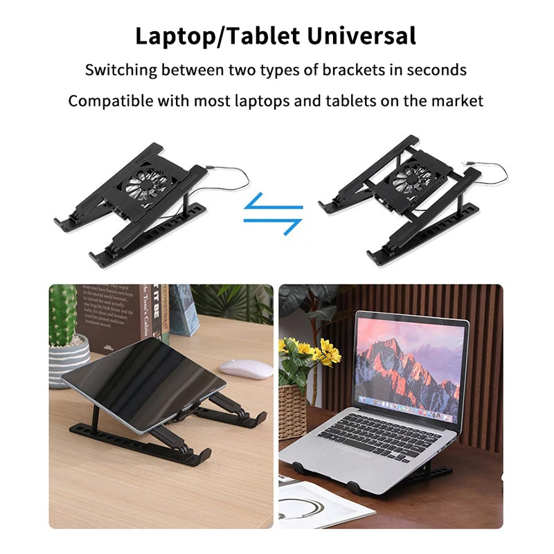 Laptop Cooler Base Stand Foldable Laptop Cooling Pad Holder Portable Notebook Radiator Bracket Heighten Rack With 1 Cooling Fans Oasis Select