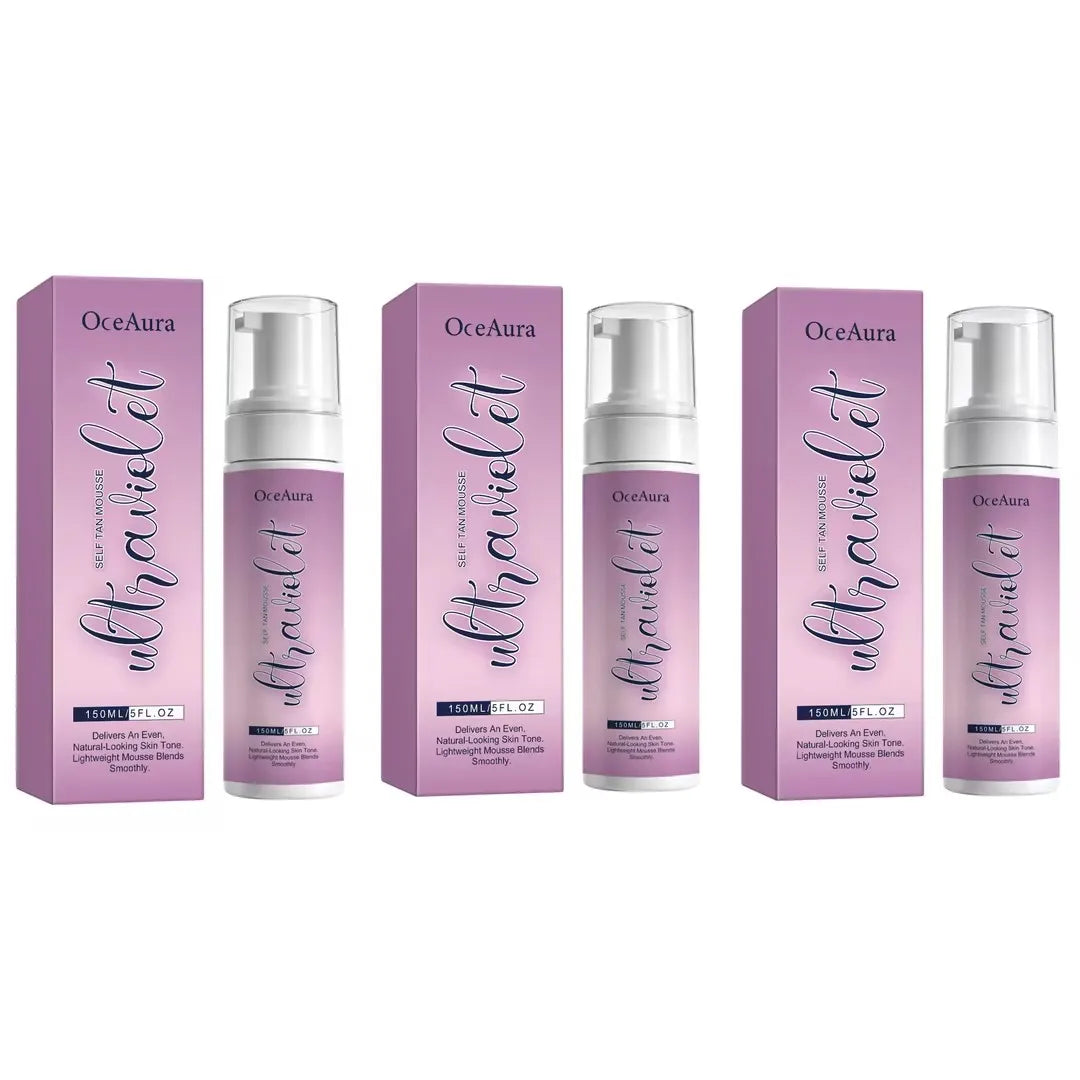 Self Tanning Foam Mousse Lasting Bronzing Even Skin Tone Quick Dry Natural Glow Lightweight Non Greasy Sunless Tan Body Mousse Oasis Select 150ml x3 boxed