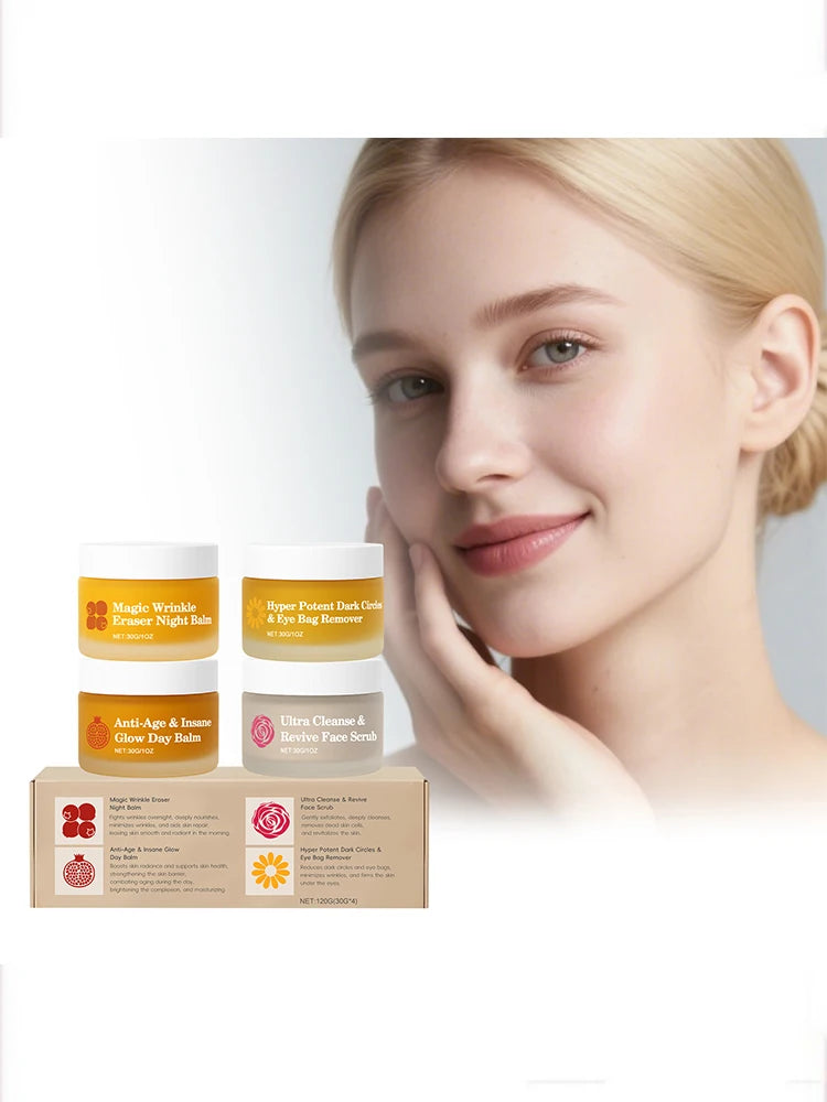 4-Piece Day & Night Skincare Set | Moisturizing Eye Cream Scrub Skincare Set Oasis Select 4x30g