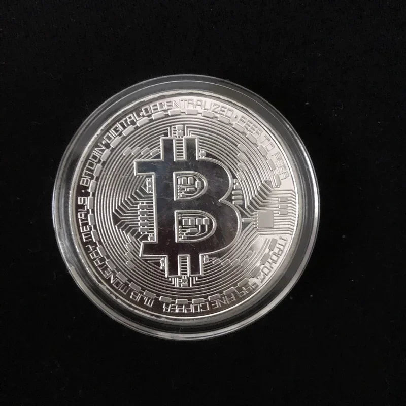 1/2/3/4Pcs Gold Plated Bitcoin Coin Collectible Art Collection Gift Physical commemorative Casascius Bit Metal Antique Imitation Oasis Select Silver has shell