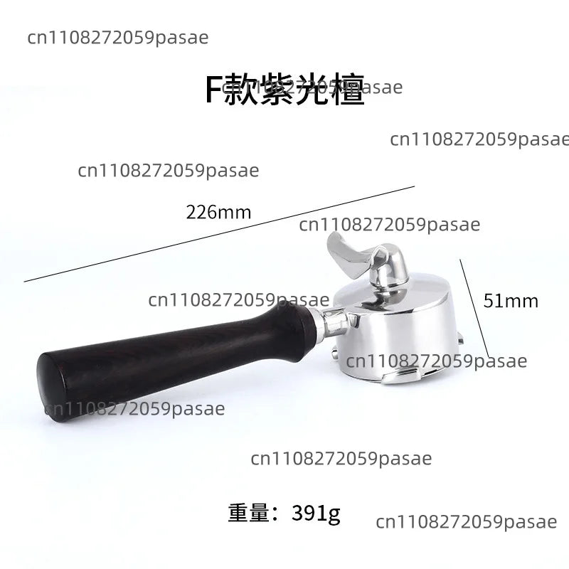 51mm Stainless Steel Two-cup Filter Screen Double-mouth Solid Wood Handle Modification Accessory for Home Coffee Machine Oasis Select F red sandalwood
