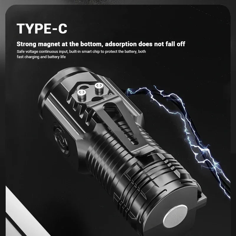 3LED Super Bright Flashlight Portable Mini Burst Flash Torch Rechargeable Outdoor Emergency Spotlight with Pen Clip Tail Magnet Oasis Select