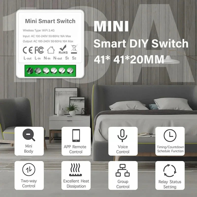 Smart WiFi/Zigbee 3.0 Switch 16A 20A Module Relay Breaker 2-way Control Work with Tuya Smart Life APP Alexa Home Assistant Oasis Select