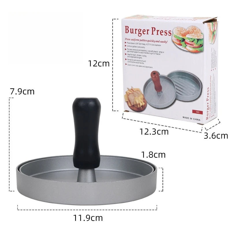 1PC Non-Stick Burger Press Patty Maker Metal Hamburger Mold for Beef Cheese Veggie Burger Making Suitable for BBQ Grill Cooking Oasis Select black handle