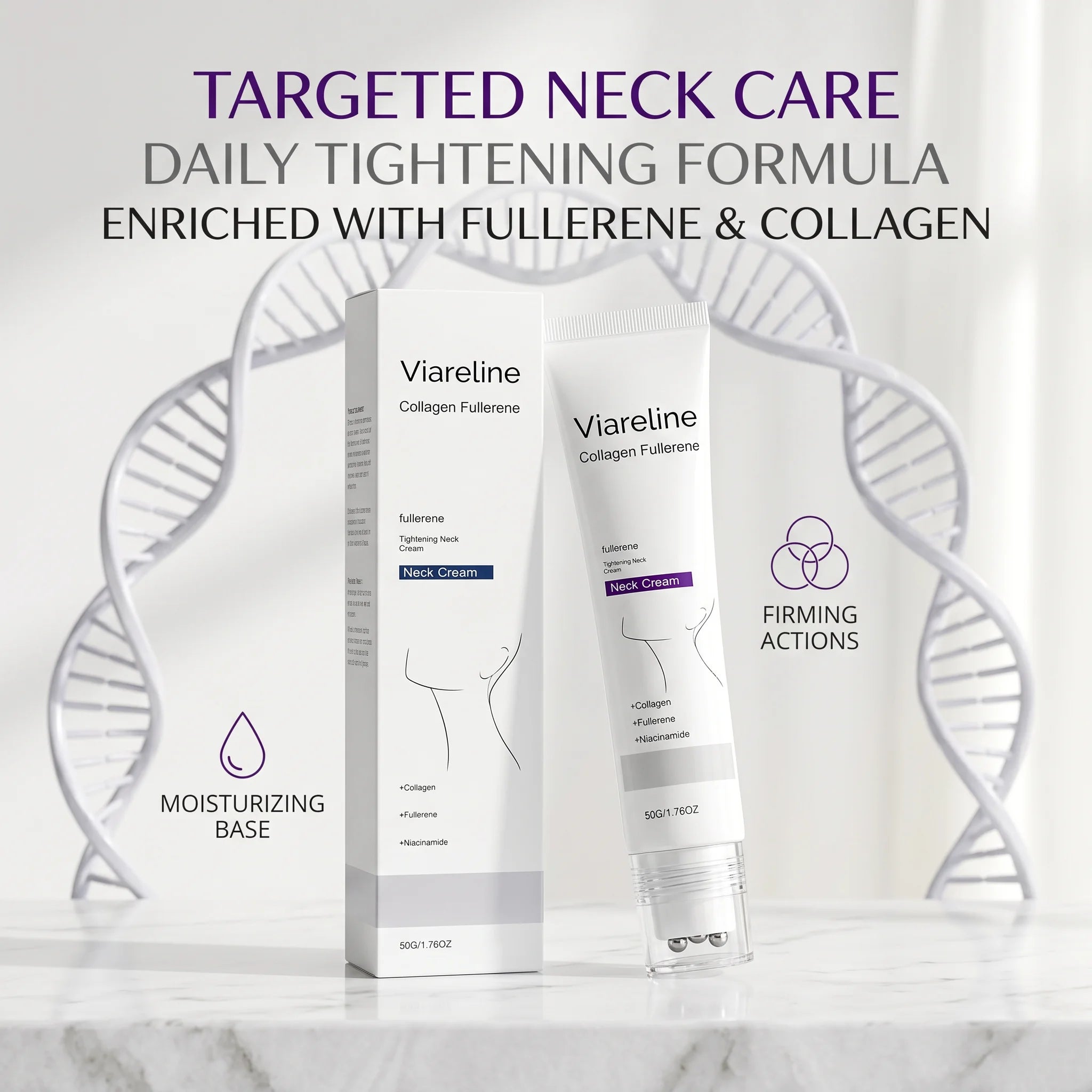 Collagen Neck Cream Roller Massage Tightening Neck Cream Reduce Neck Lines Reduce Double Chin Firming Lifting Brighten Skin Care Oasis Select