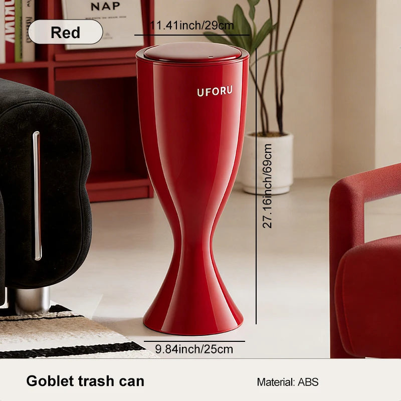 Tall trash can. No-bend design. A large-capacity household trash can with a stylish look that complements your home decor. Oasis Select Red
