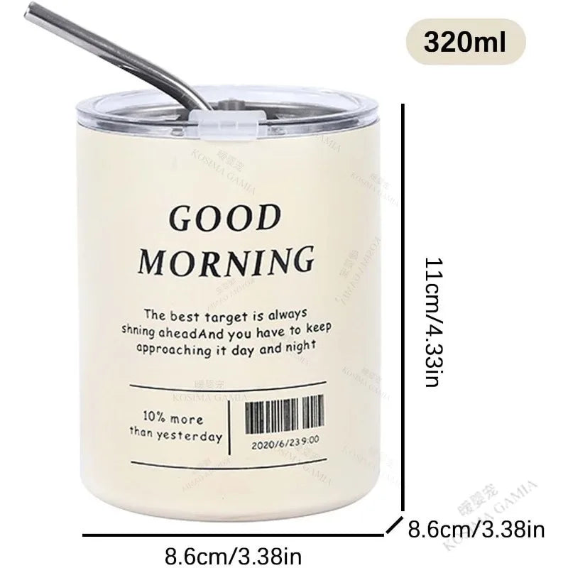 Stainless Steel Water Cup Travel Coffee Mug Reusable Double Wall Vacuum Insulated with Straw Perfect Hot Iced Drinks on The Go Oasis Select