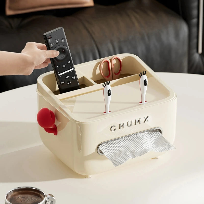 Tissue box, cartoon design crab boss, cute tissue storage box, multi-functional storage box for the living room, bedroom Oasis Select