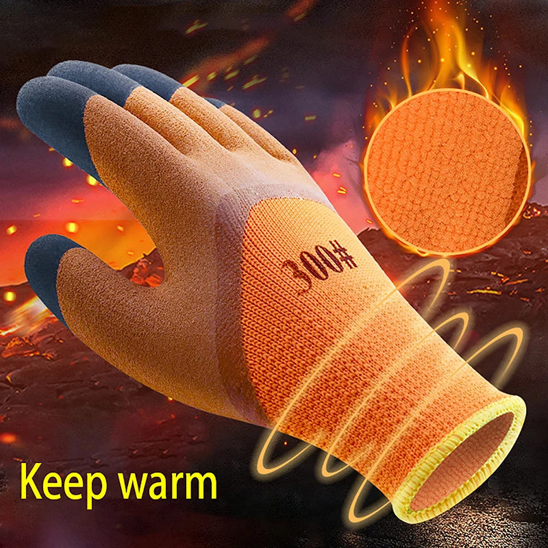 Winter Thickened And Velveted Tire Rubber Wear-resistant Anti-slip Construction Site Labor Protection Gloves Construction Gloves Oasis Select