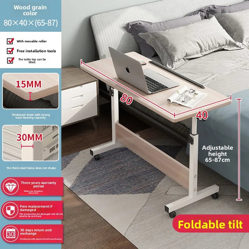 Folding table mobile small table bedside foldable lift coffee table standing with gurney bedside laptop desk Durable Oasis Select 80 40 White Maple