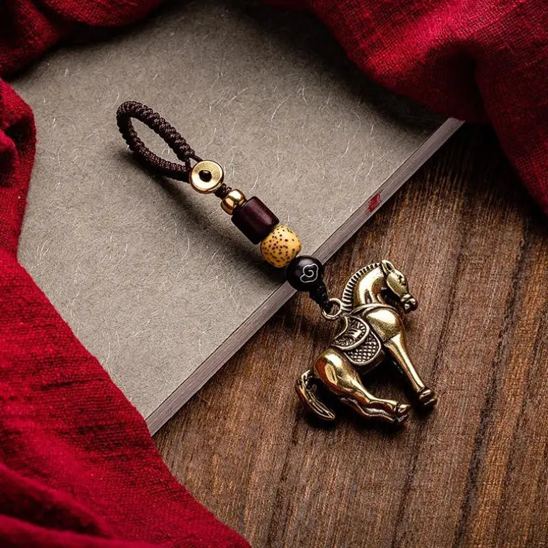 2026 Chinese Zodiac Horse Copper Feng Shui Lucky Pendant Keychain Pendant Keychain Charm Oasis Select