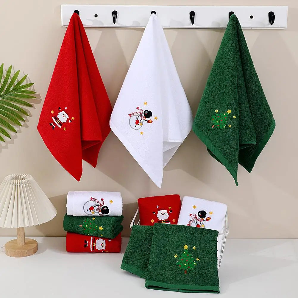 Christmas themed embroidered soft and skin friendly pure Cotton towels suitable for daily kitchen and bathroom use Oasis Select