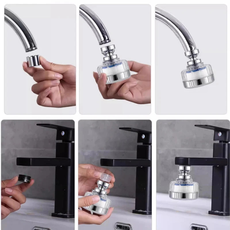 360° Kitchen Faucet Aerator, Water Saving Nozzle Sprayer with Swivel, Adjustable Tap Head Filter for Sink Extension Filter Eau Oasis Select