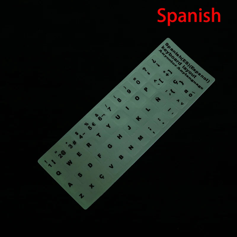 Luminous Keyboard Film Spanish,Russian,Arabic,French,English Etc Language Fluorescent Keyboard Letter Protective Stickers Oasis Select H