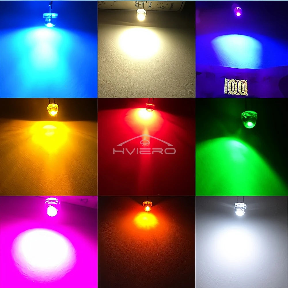 100Pcs 5mm Straw Hat LED Diodes – Wide Angle DIY Light Beads