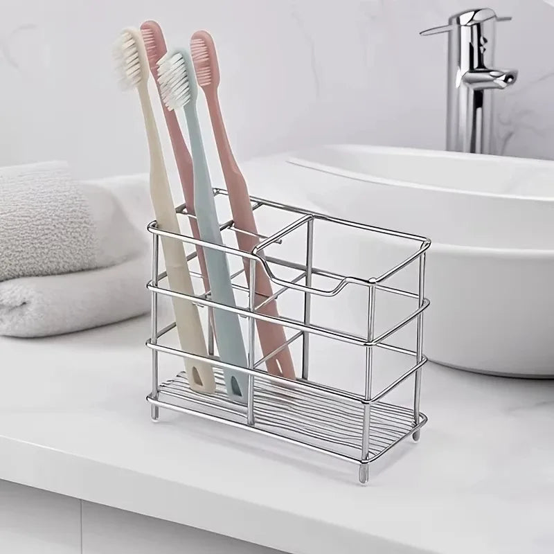 Five Compartment Bathroom Organizer Rack Multi Grid Toothpaste Brush Storage Caddy Countertop Separated Slot Wash Accessory Oasis Select