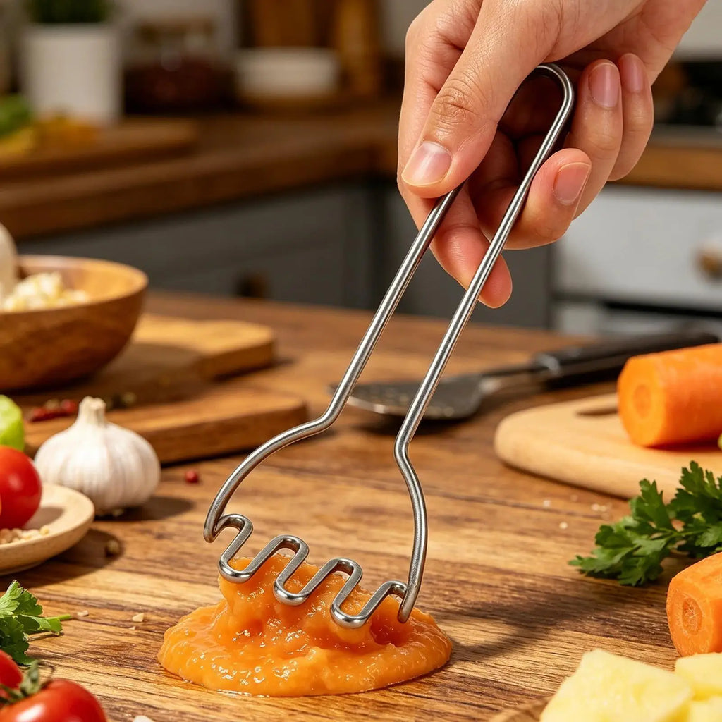 1PC stainless steel kitchen gadget potato masher press cooking tool mashed potatoes wavy pressure Kitchen Gadget accessories Oasis Select