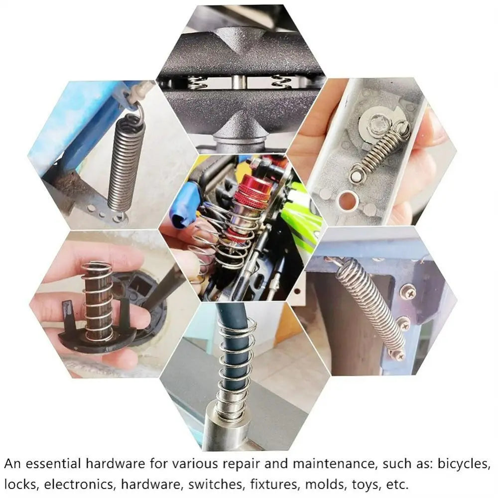 200PCS Mixed Size Compression Spring Kit Stainless Steel Boxed Extension and Compression Springs Kit DIY Accessories Silver Oasis Select