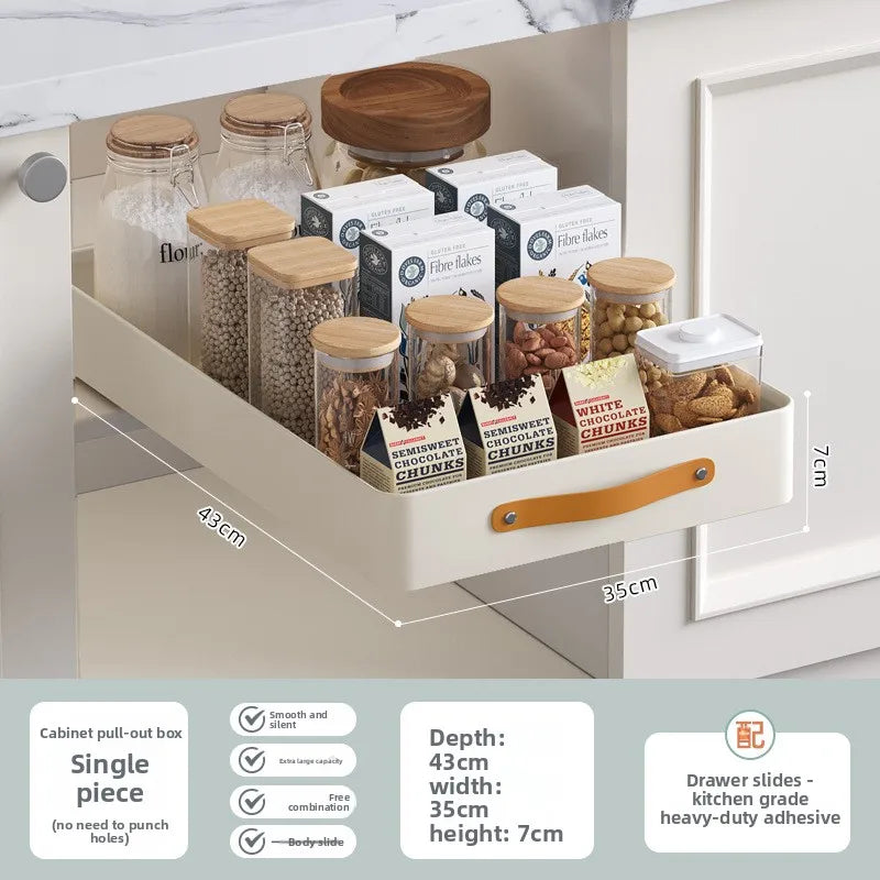 Multi-functional Stainless steel pull-out dish rack, drawer basket in kitchen cabinet Oasis Select White43-35-7
