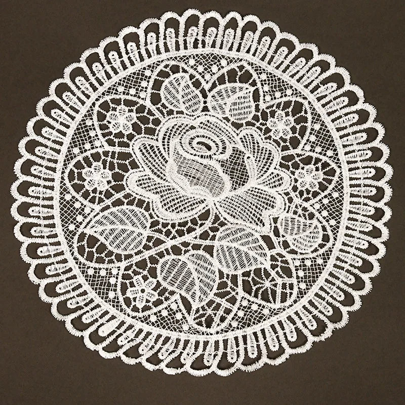 20cm Cotton Crochet Table Placemat French Embroidered Lace Coaster Cloth Coffee Mug Dining Mat Pad Wedding Banquet Home Decor Oasis Select Style 8