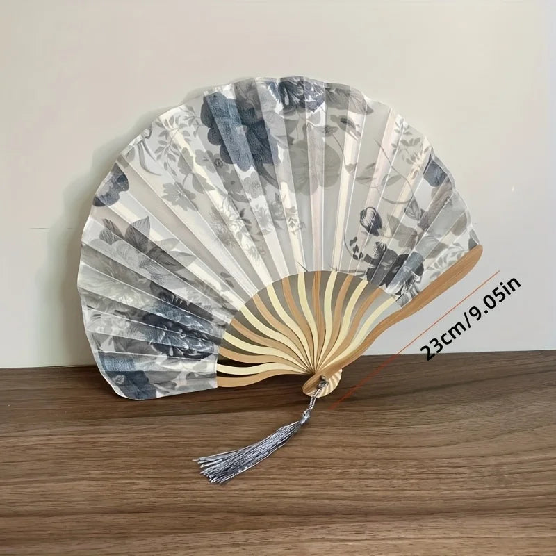 Elegant Folding Hand Fan with Floral Design, Breathable Mesh, Randomly Placed Flower Patterns, Dance Accessories, Fan Decor Oasis Select