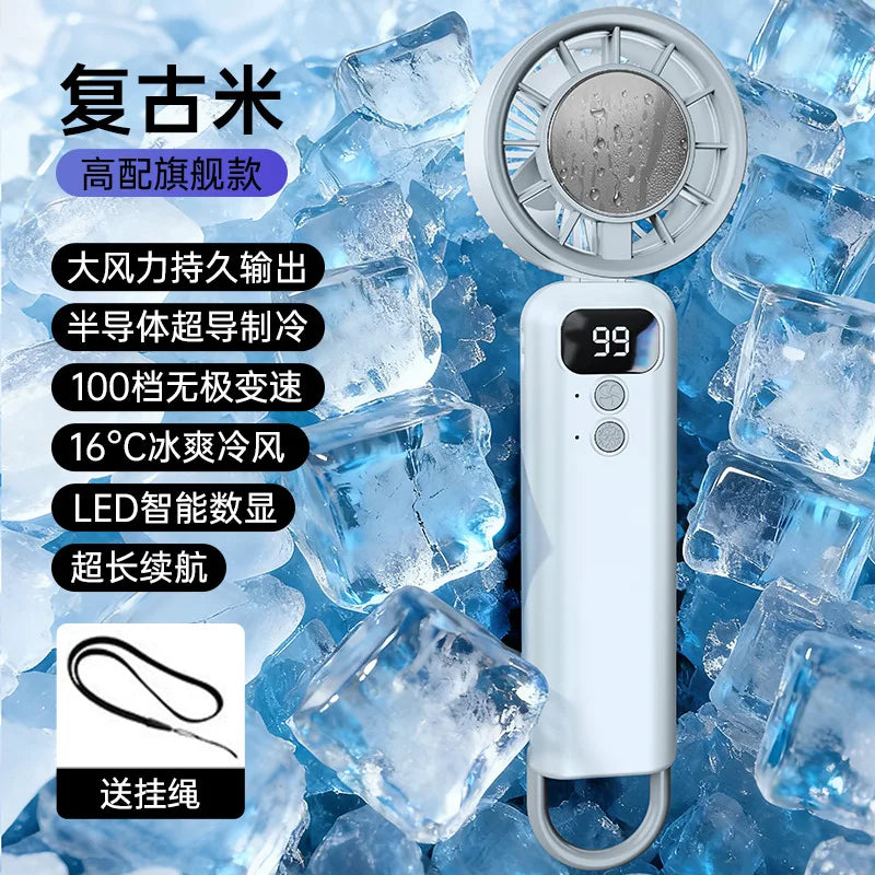 Portable USB Rechargeable Mini Handheld Fan – Digital Display
