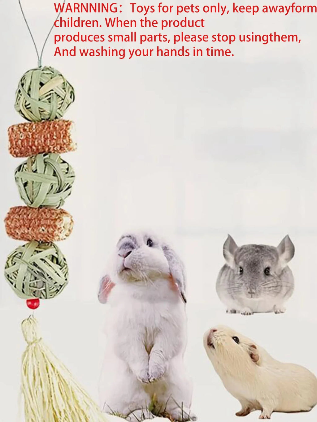 1PC-Pet rabbit grass woven ball hanging string rabbit grinding toy Oasis Select