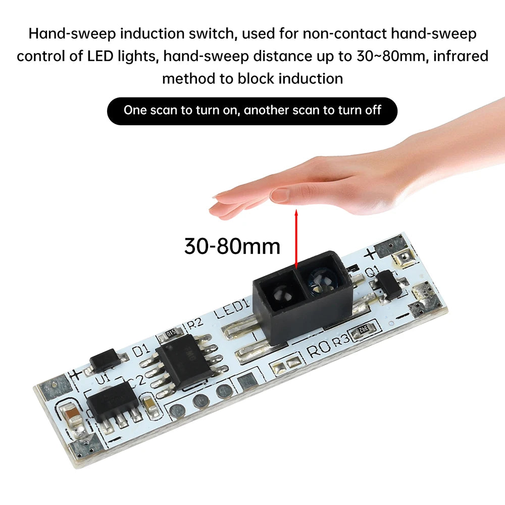 XK-GK-4010A Hand Sweep Sensor Switch Module for 5V-24V LED Lights with Infrared Technology 72W Non-Contact Control Oasis Select