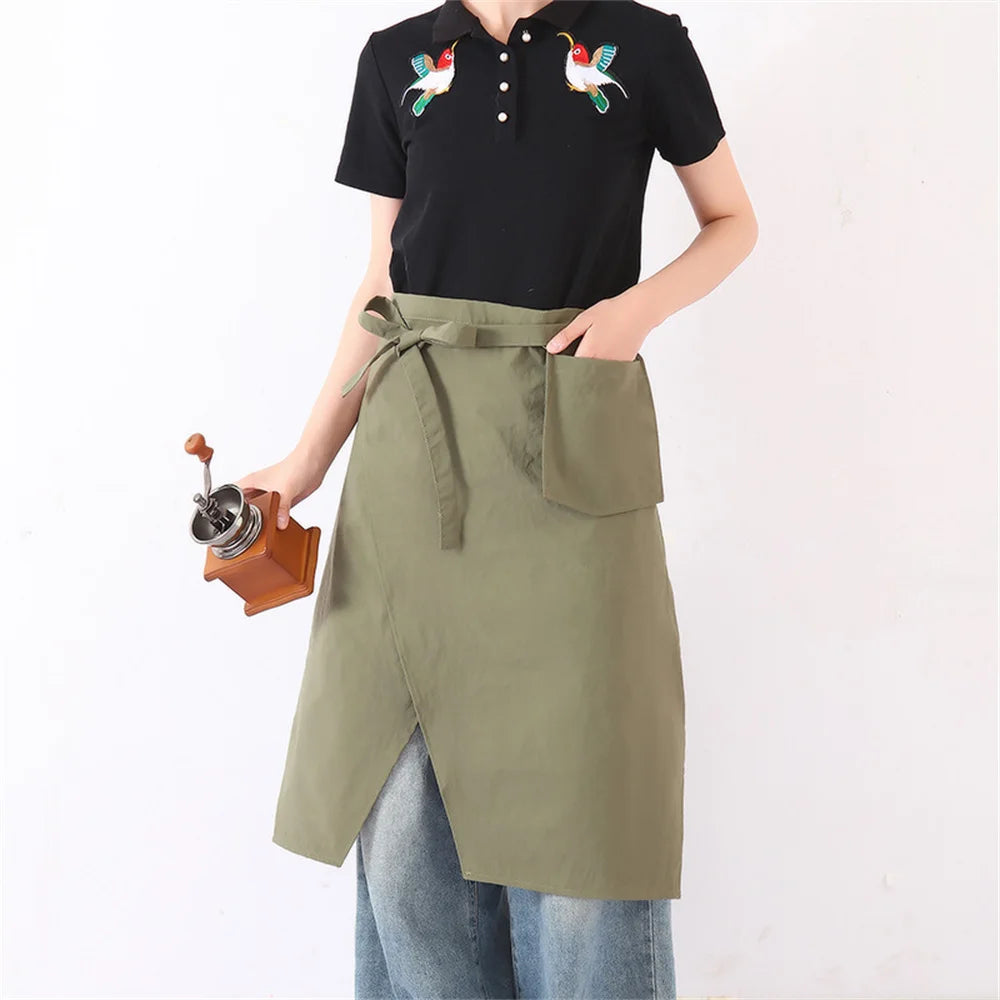 Half Body Kitchen Apron Waterproof Aprons with Split Leg Design Coffee Shop Barber Home Cleaning Work Clothes Oasis Select Green 1