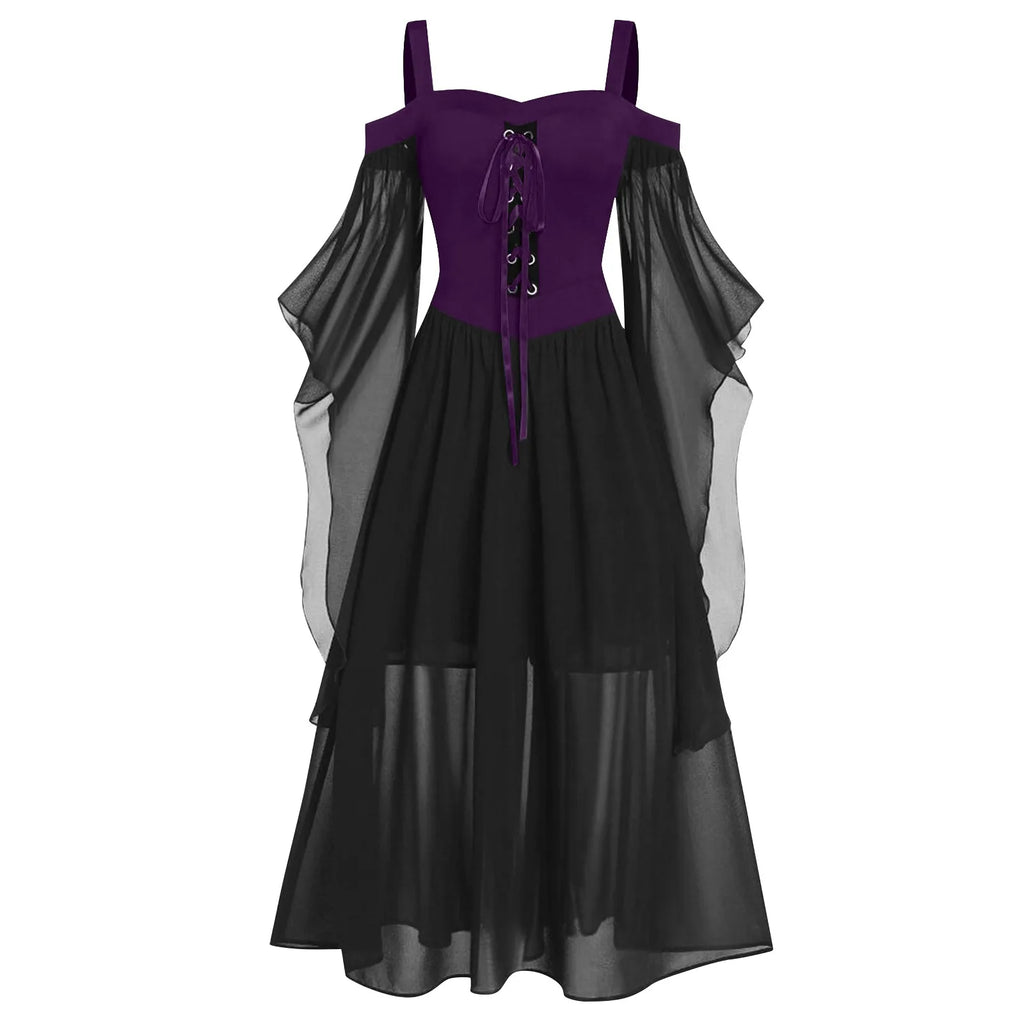 Women's Medieval Witch Gothic Dress | Plus Size Halloween Costume Halloween Costume Dress Oasis Select Dark Purple XXXXXL
