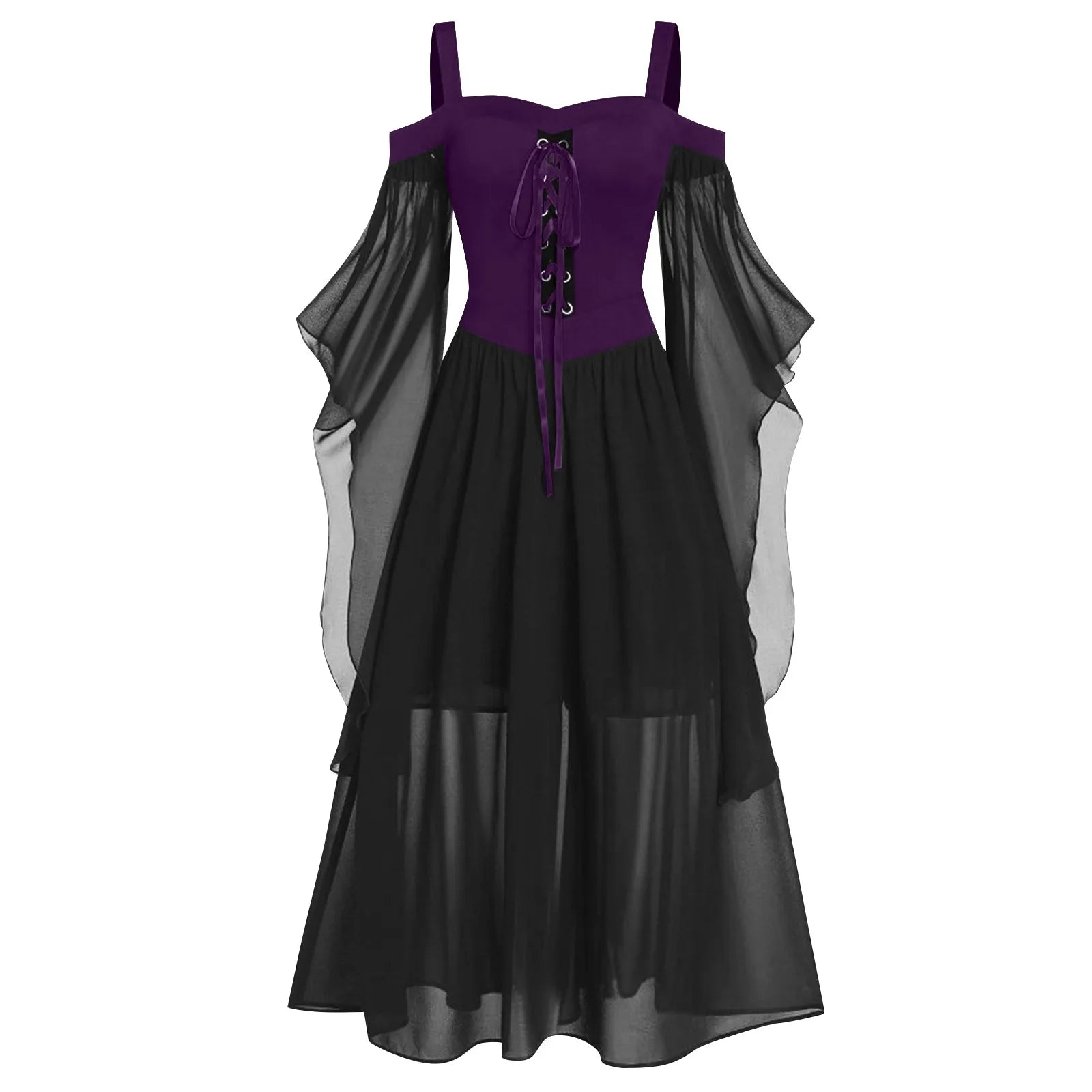 Women's Medieval Witch Gothic Dress | Plus Size Halloween Costume Halloween Costume Dress Oasis Select Dark Purple XXXXXL