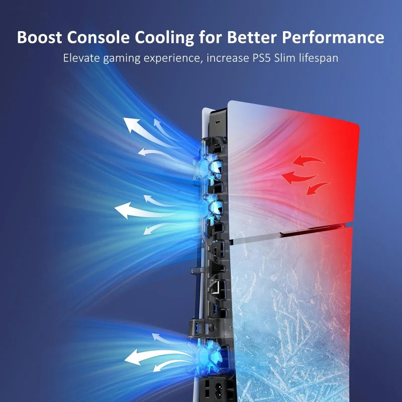 PS5 Slim Cooling Fan – 3-Fan USB Cooler, 3-Speed Adjustable