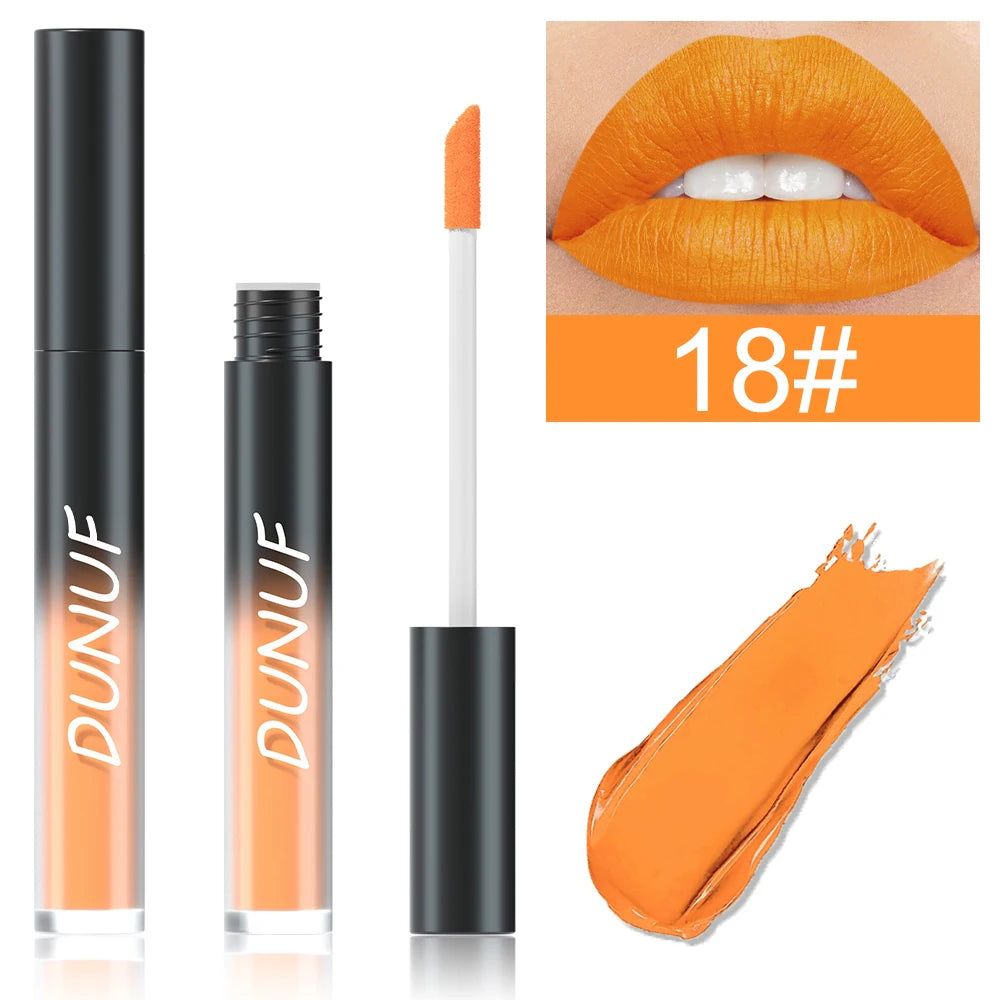 DUNUF Matte Lip Gloss – 32 Colors, Long-Lasting & Moisturizing