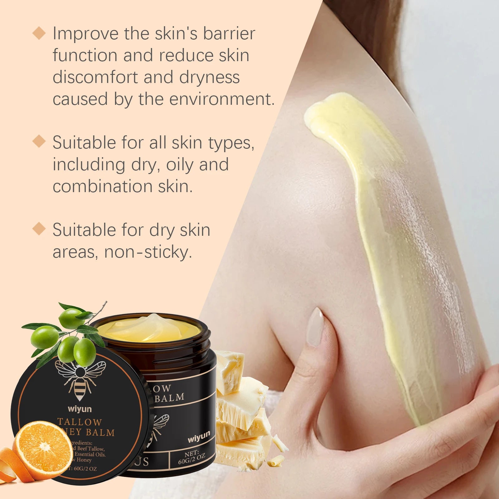 Tallow & Honey Glow Cream – Face & Body Moisturizer 60g Face & Body Cream Oasis Select