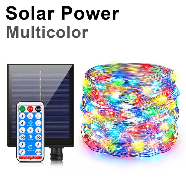 100M 50M Outdoor Solar Fairy Lights LED Copper Wire String Light Waterproof Solar Lamp 8 Modes Wedding Garden Galand Decor Gift Oasis Select Multicolor 10M 100LEDs