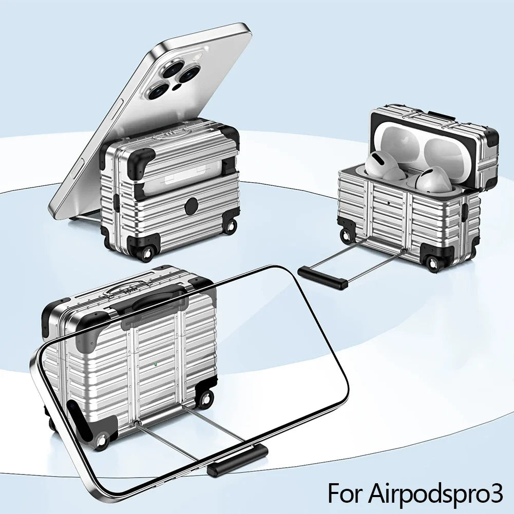 Mini Suitcase AirPods Case – Drop-Proof PC & TPU Cover
