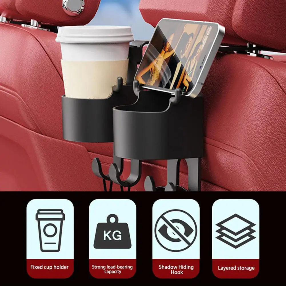 Car Seat Headrest Hook Hanger & Cup Holder Organizer Car Seat Organizer Oasis Select