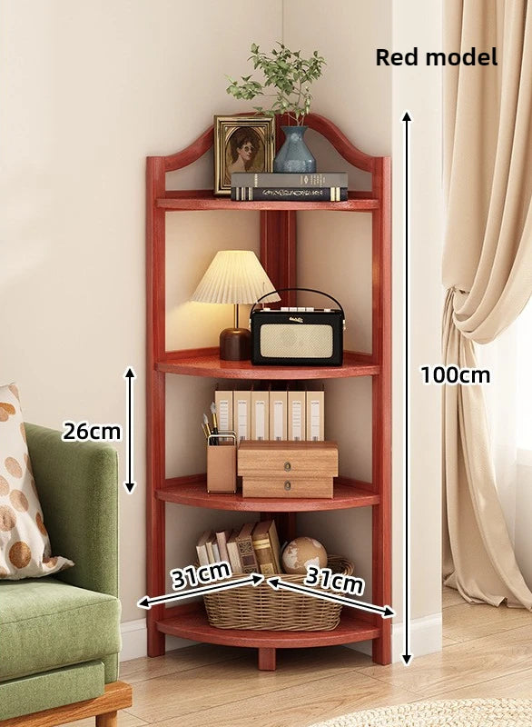 Corner Cabinet Triangle Corner Cabinet Indoor Shelf Shelf Living Room Floor Locker Modern Simple Storage Rack Oasis Select red-4