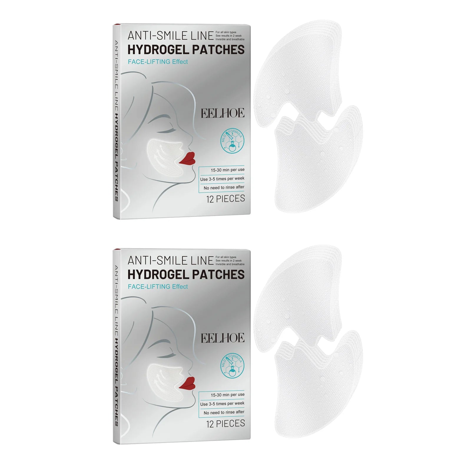 Smile Lines Patch Nasolabial Folds Patches Anti-Smile Line Lifting Firming Facial Skin Fade Fine Lines Marionette Lines Hydratin Oasis Select 2 x 12Pcs Boxed