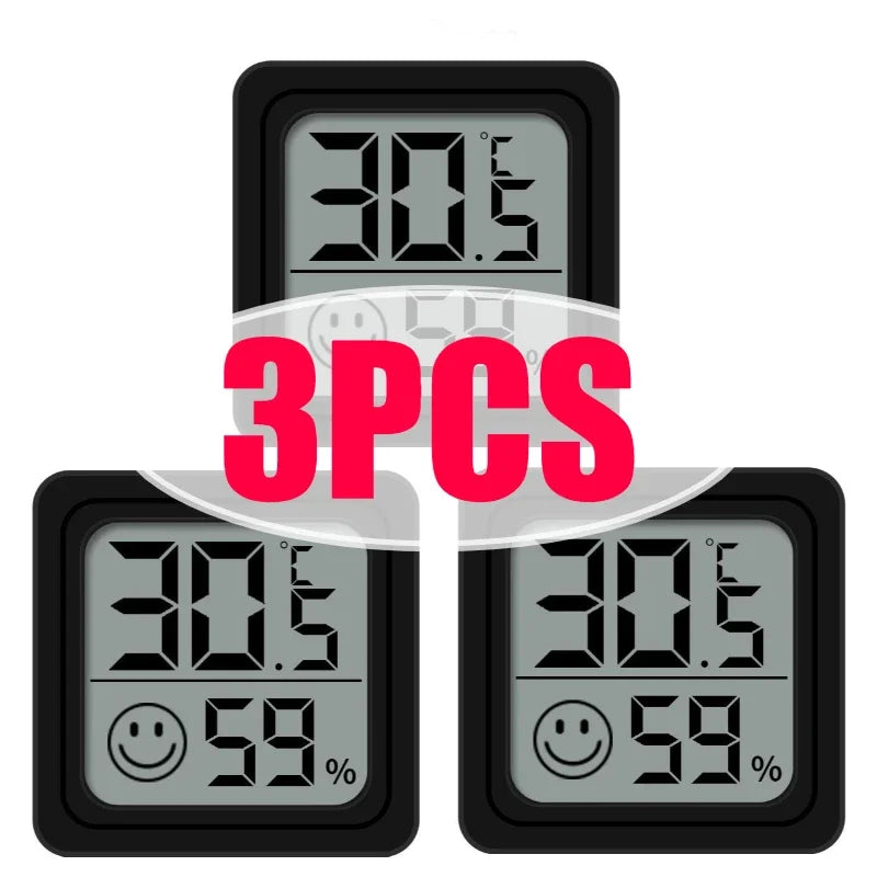 6PCS Mini Digital Thermometer Hygrometer Indoor Temperature LCD Electronic Monitor Hygrometer Outdoor Room Baby Oasis Select 3PCS-Black