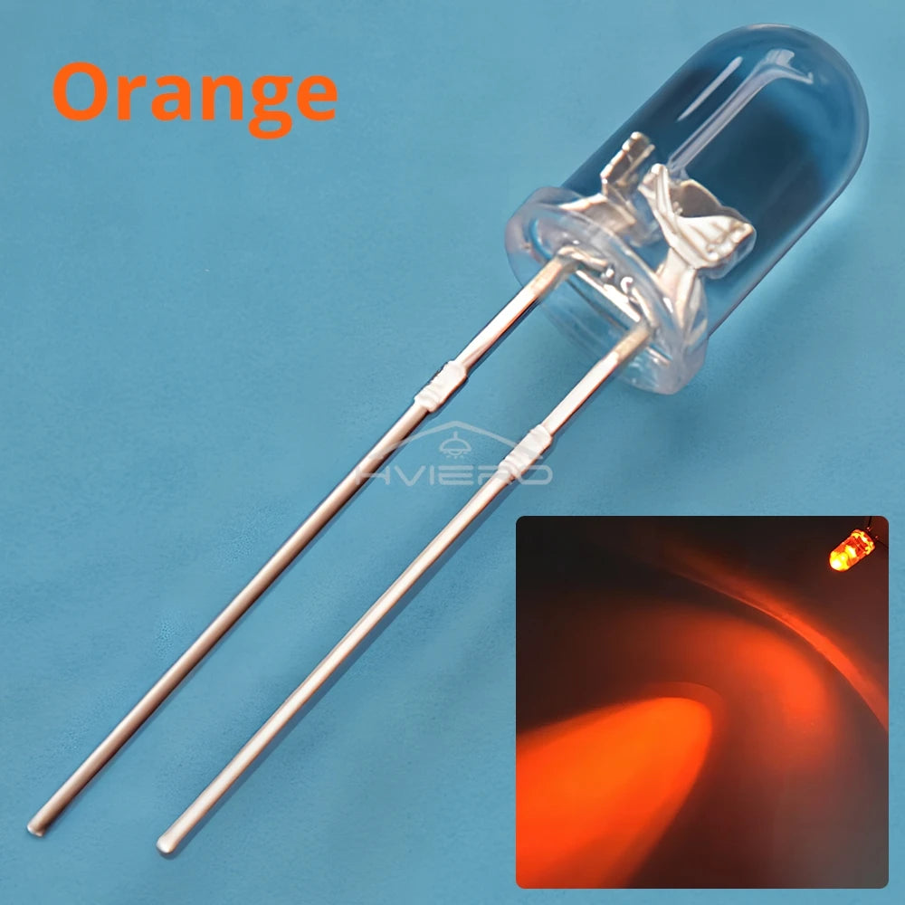 100pcs 5mm LED Diodes – Super Bright Water Clear DIY Bulbs