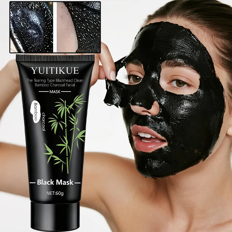 YUITIKUE Bamboo Charcoal Black Mask 60g - Tearing Type Deep Cleanse, Blackhead Removal for Clear Skin Oasis Select