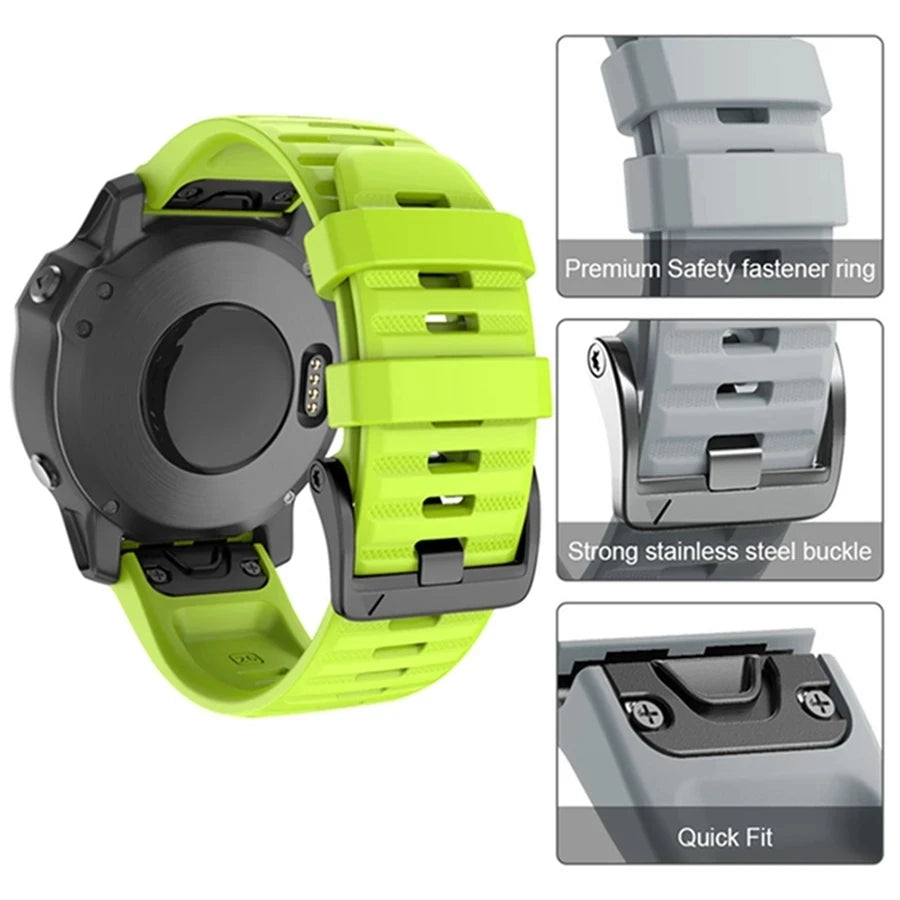 Silicone Quick Fit Band for Garmin Fenix 8/7/6/5 – 22mm & 26mm Silicone Watch Band Oasis Select
