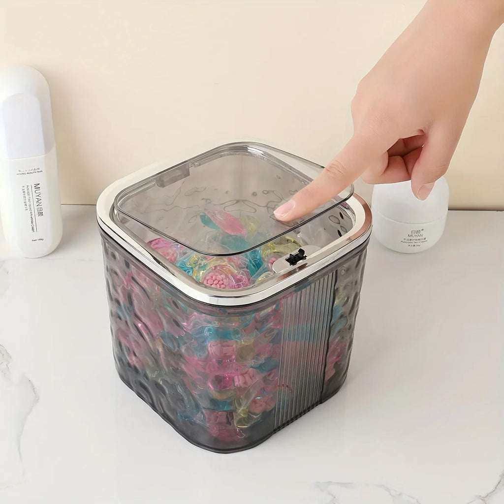 Multi-Functional Laundry Capsule Organizer with Spoon - Durable Plastic Storage Container for Laundry Capsules, Laundry Detergen Oasis Select