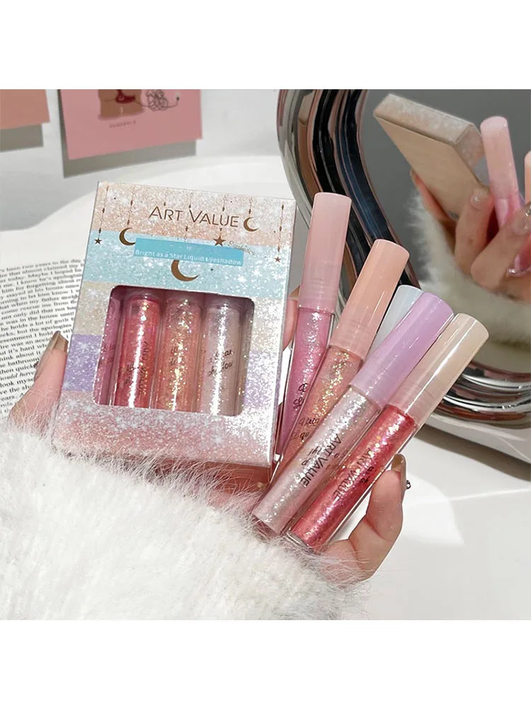 ART VALUE 5-Pc Liquid Glitter Eyeshadow Set – Shimmer & Pearl