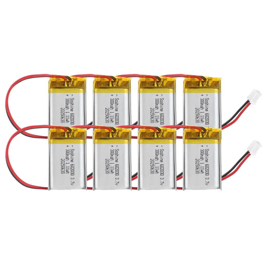 patozm 602030 300mAh Lithium Rechargeable Battery 3.7V Li-ion Polymer Battery for Bluetooth Headset Speaker Monitor Self-Timer Oasis Select 602030 battery 8pc