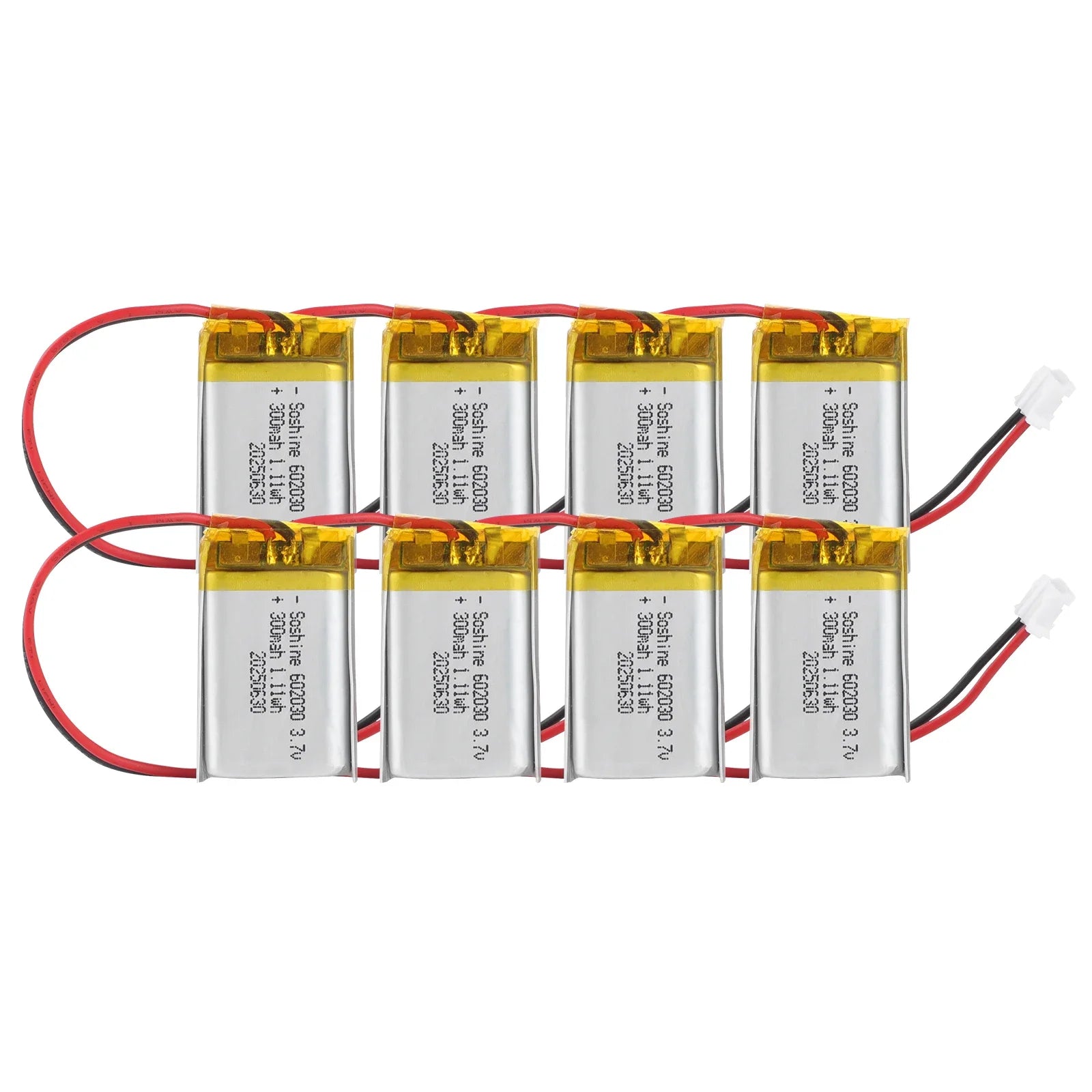patozm 602030 300mAh Lithium Rechargeable Battery 3.7V Li-ion Polymer Battery for Bluetooth Headset Speaker Monitor Self-Timer Oasis Select 602030 battery 8pc
