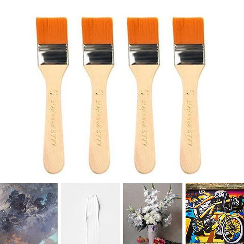 4Pcs/Set Hair Painting Brush Acrylic Paints Nylon Oil Paint Brush Watercolor Paint Drawing Art Supplies Wood Handles Oasis Select