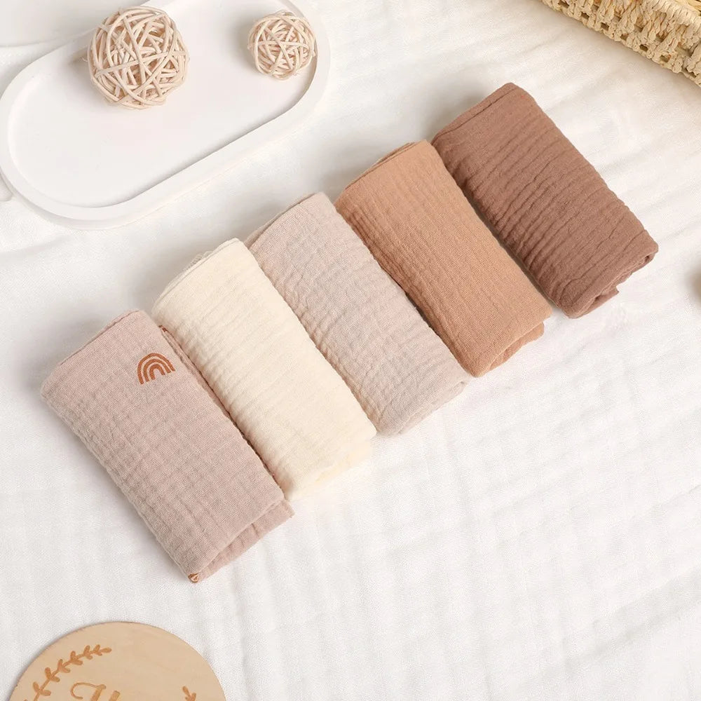 New 4-Layer Pure Cotton Baby Cotton Washcloth Soft Absorbent Square Towels Baby Towels Gauze Cotton Newborn Burp Cloth Oasis Select 19